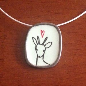 Mark Poulin Enamel Deer Necklace- Clasp .925